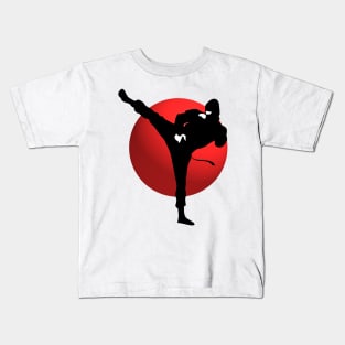 Ninja Kicking Pose - Japanese Martial Arts Kids T-Shirt